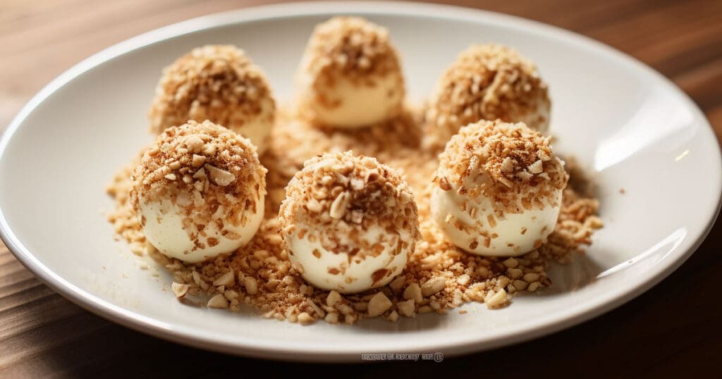 Cheesecake Balls With Crushed Nuts Toppings