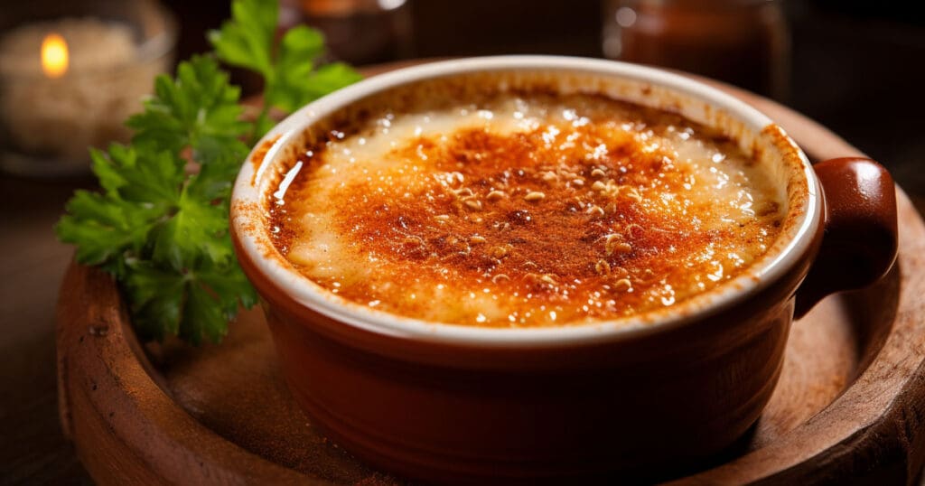 A Crab Cream Brulee Dish