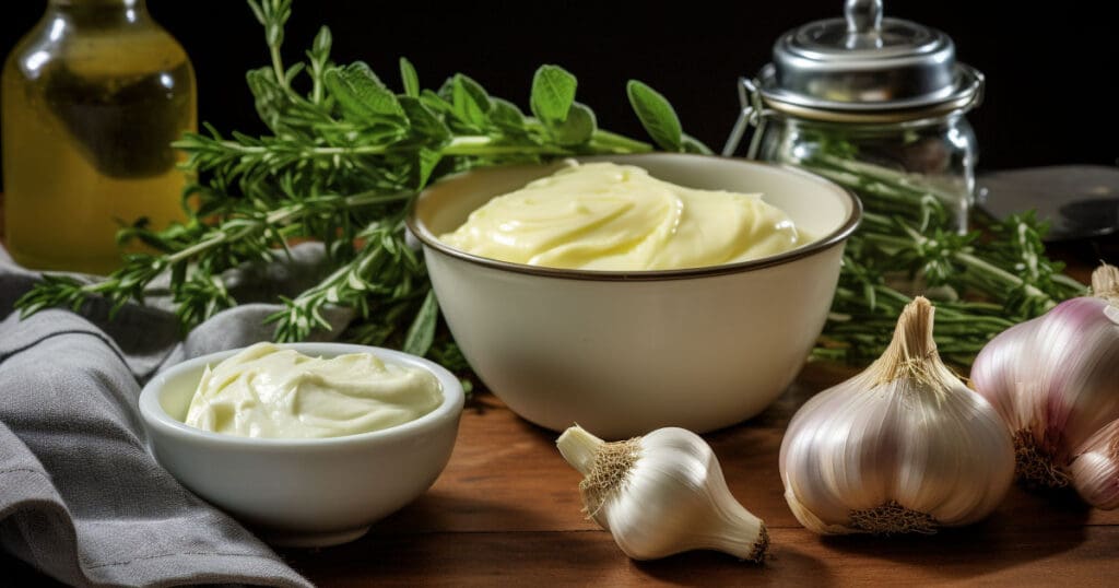 Ingredients for garlic aioli